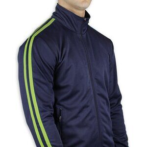 Men's Track Full-Zip Athletic Jogging Top, Navy/Lime